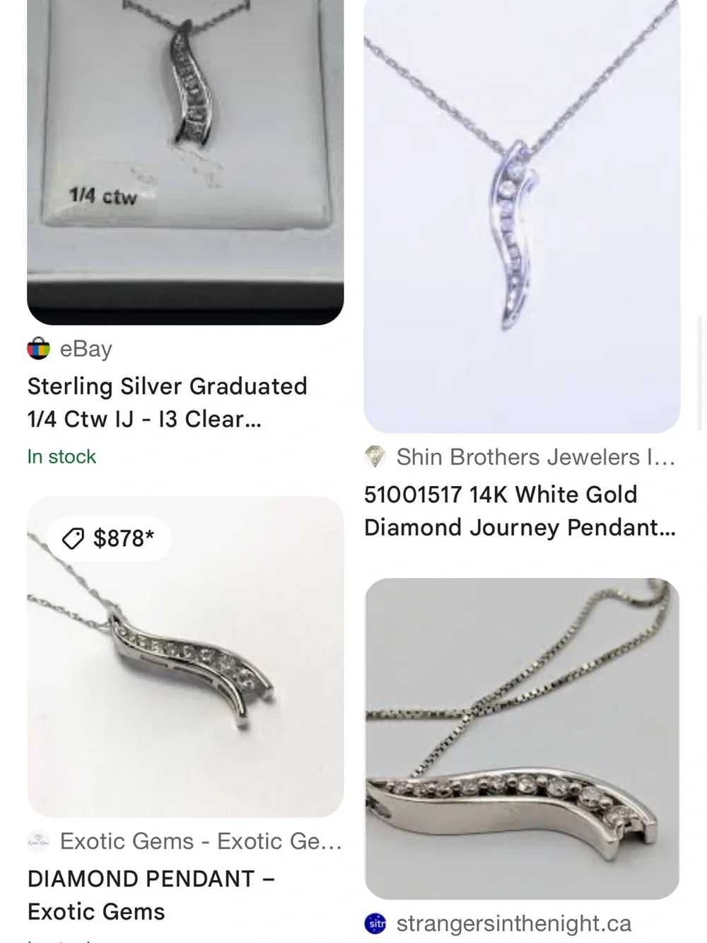925 Sterling Silver .35 cttw Diamond Journey Pendent Necklace